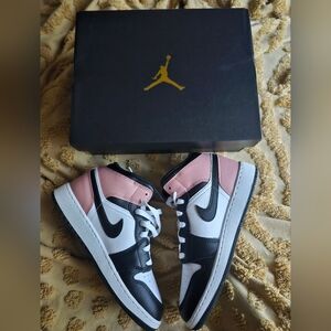 Jordan 1 Black, White, and Pink Sneakers. Brandnew